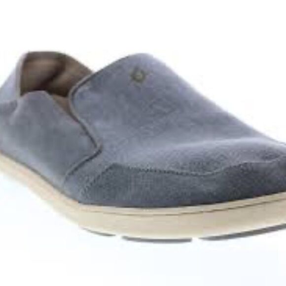 Olu Kai Nohea Love Grey Canvas‎ Men\'s Slip-On Shoes Sz 9